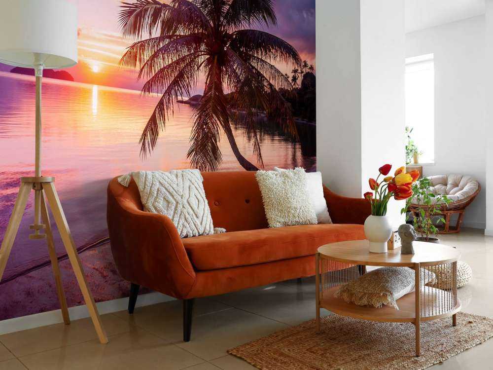 Palme vid solnedgång