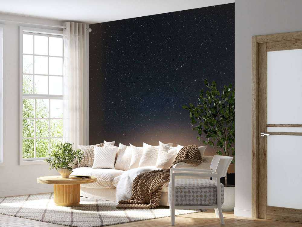 Solnedgång med stjärnor