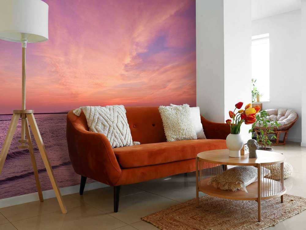 skog med rosa solnedgång