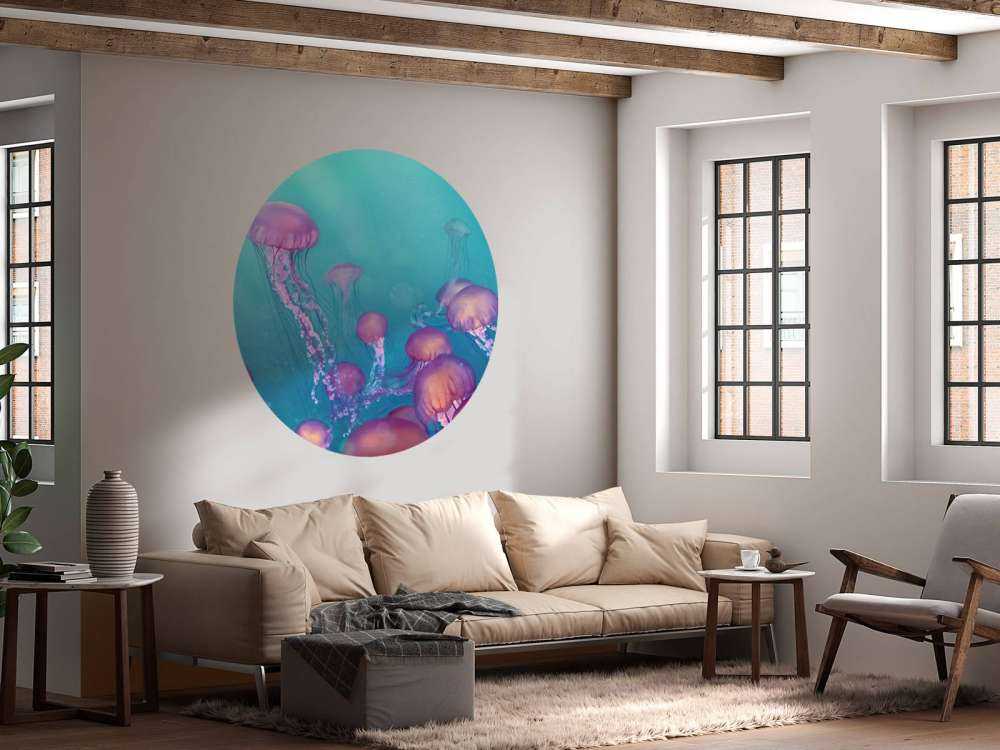 lyserød vandmænd i det blå hav