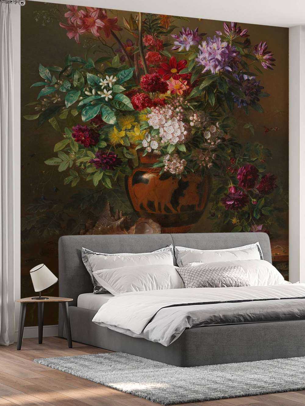 Stilleben med blomster i en græsk vase