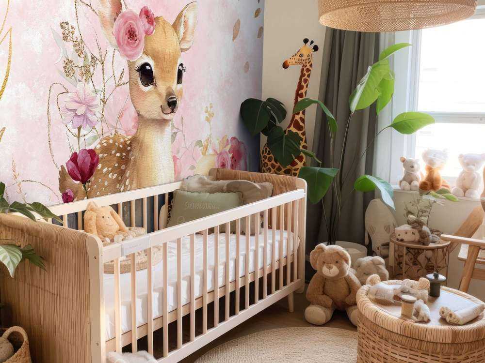 Hjort og kanin i blomsterpragt