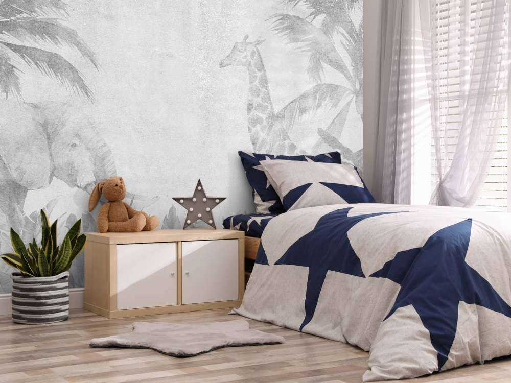 Muntere jungledyr på beton