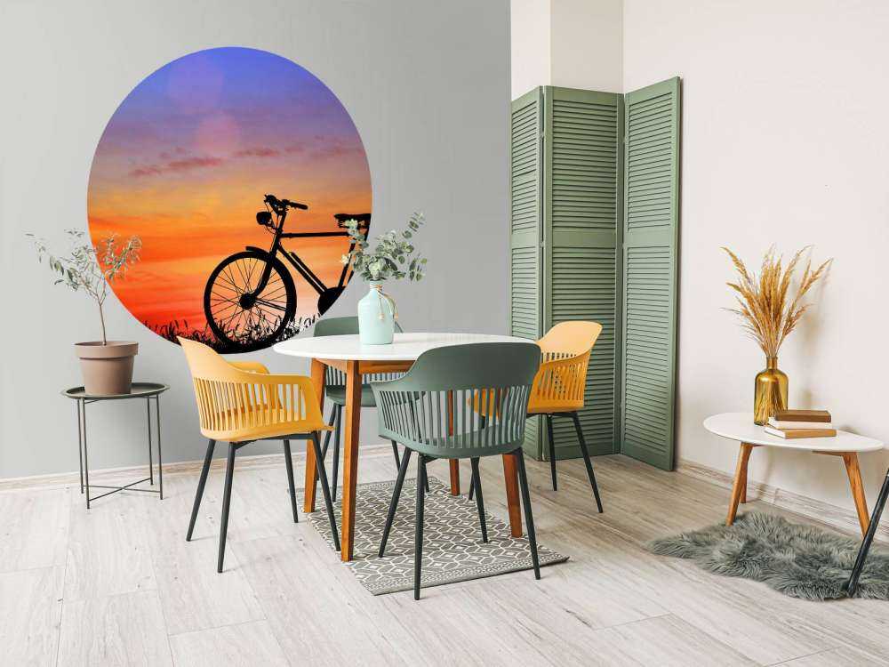 Vintagecykel ved solnedgang