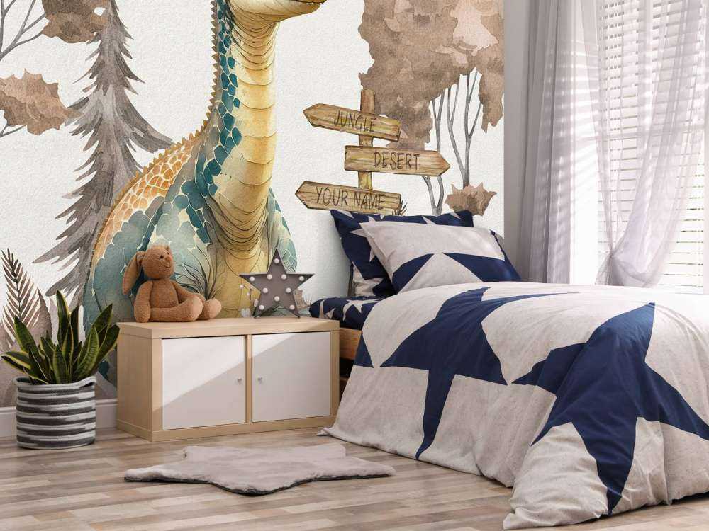 Baby brachiosaurus i den taupefarvede junglen