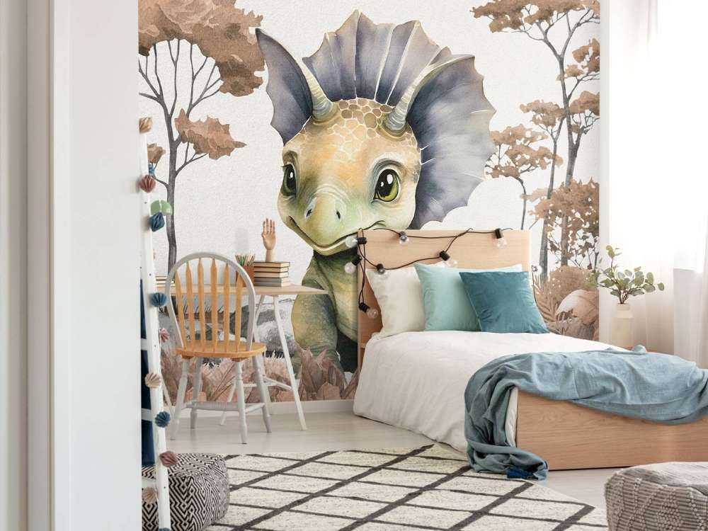 Baby triceratops i den taupefarvede junglen