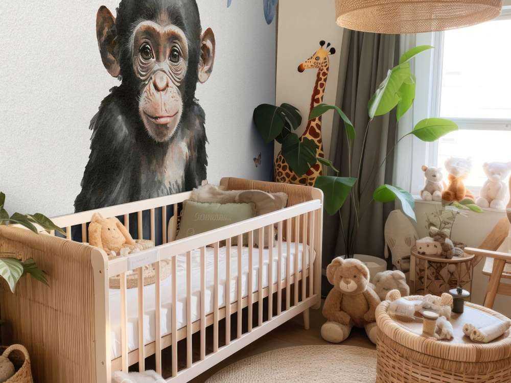 Baby-chimpanse i junglen blå