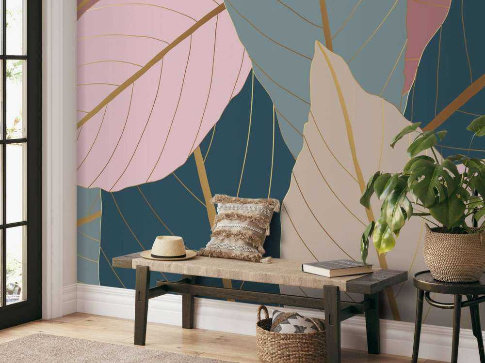 Tropiske blade med guld