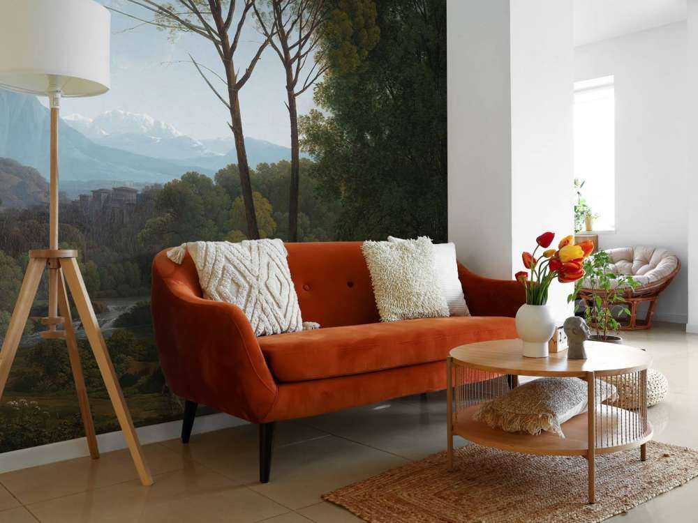 Italiensk landskapp med furutrær