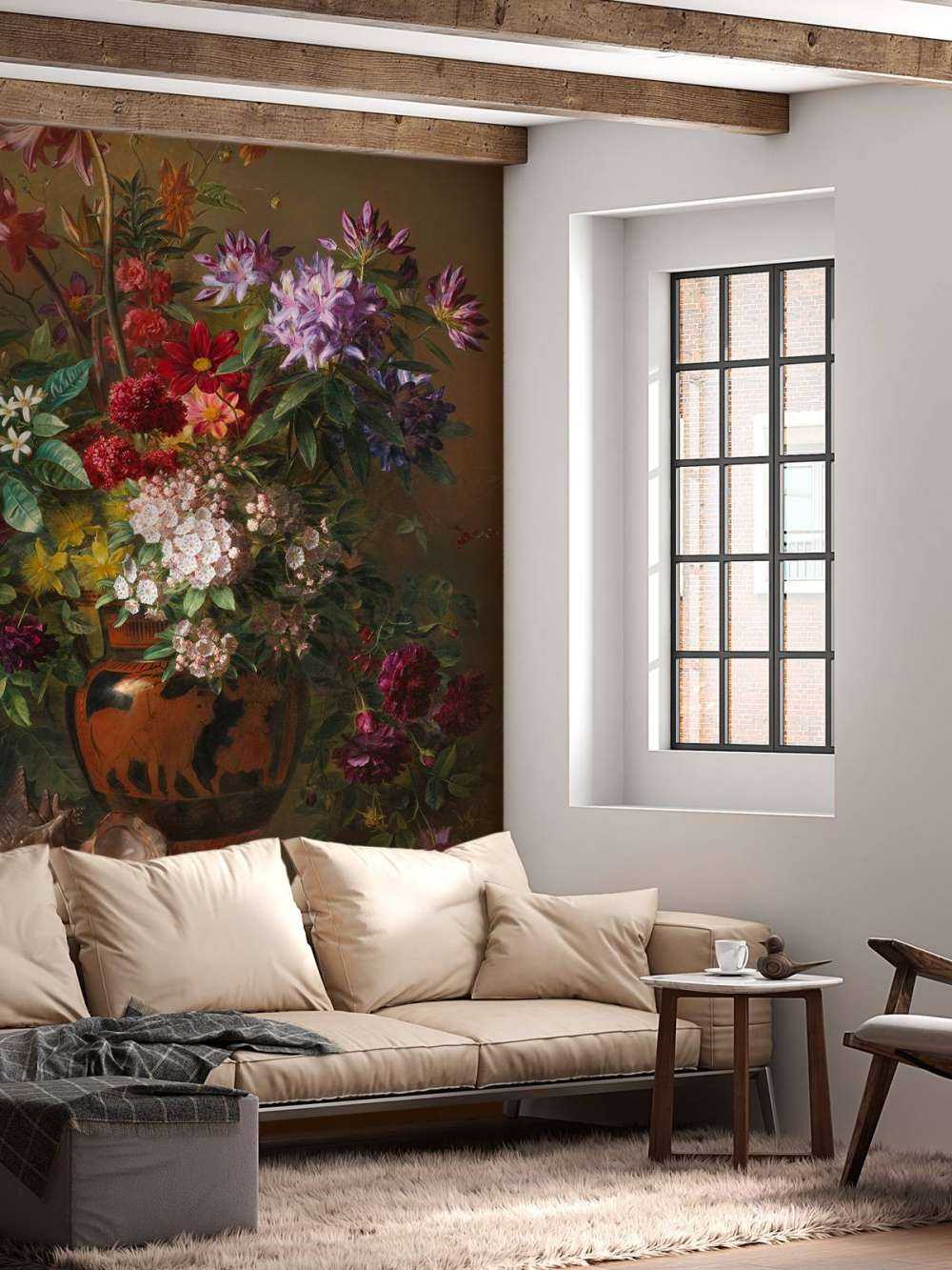 Stilleben med blomster i en gresk vase