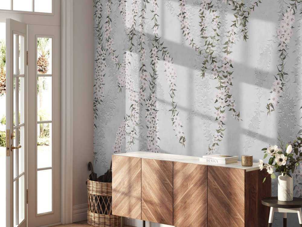 Blomstrene på lyseblå betong