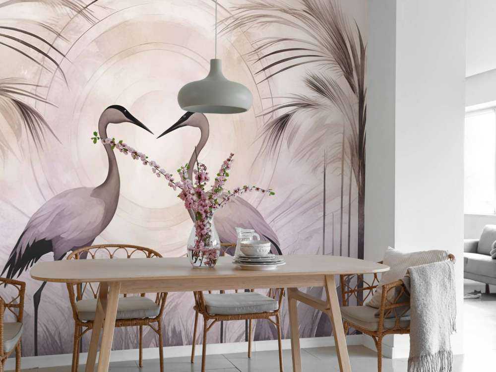 Kraner ved solnedgang grå