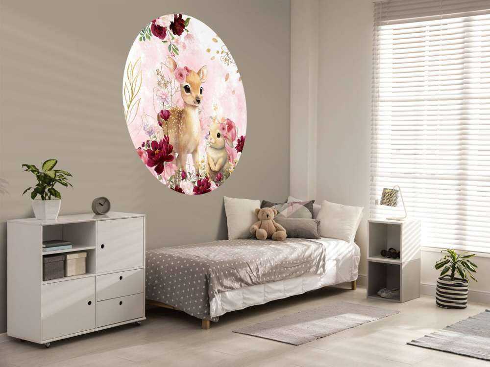 Hjort og kanin i blomsterprakt