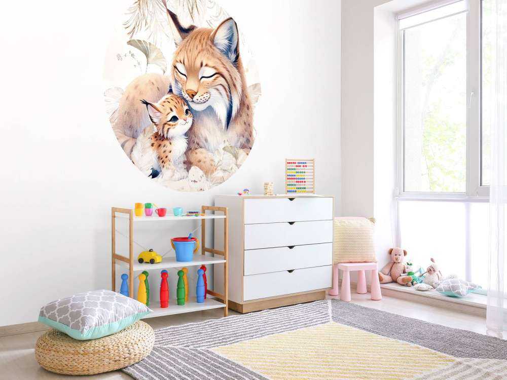 Kjærlig gaupe med unge