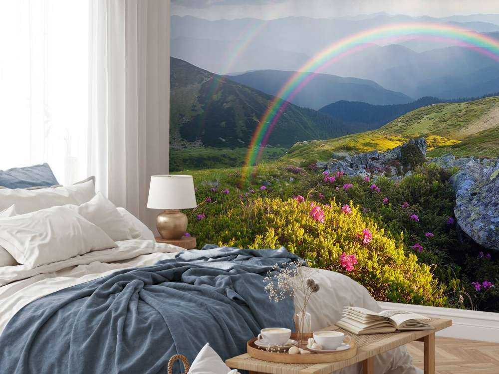 Landskap med blomster