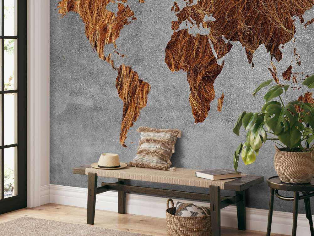 Verdenskart med pelstekstur