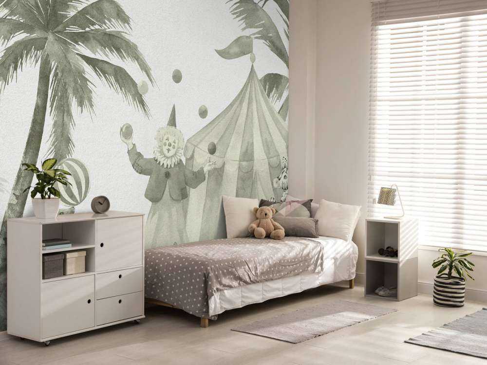 Glade sirkusdyr i grønt