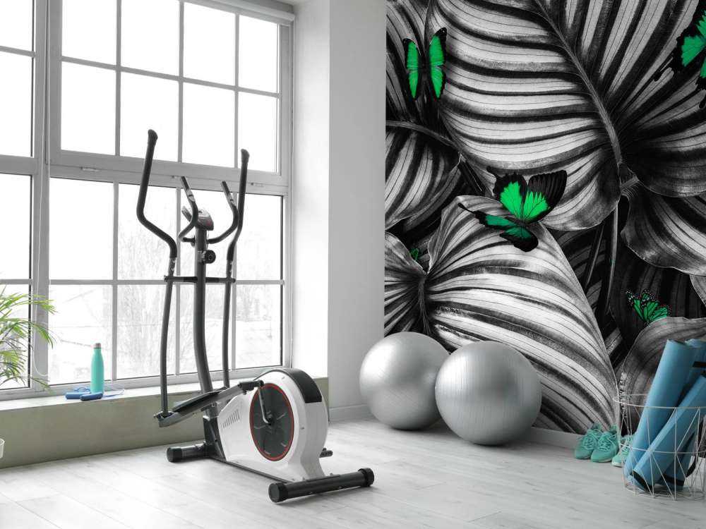 Sommerfugler på stripete blader