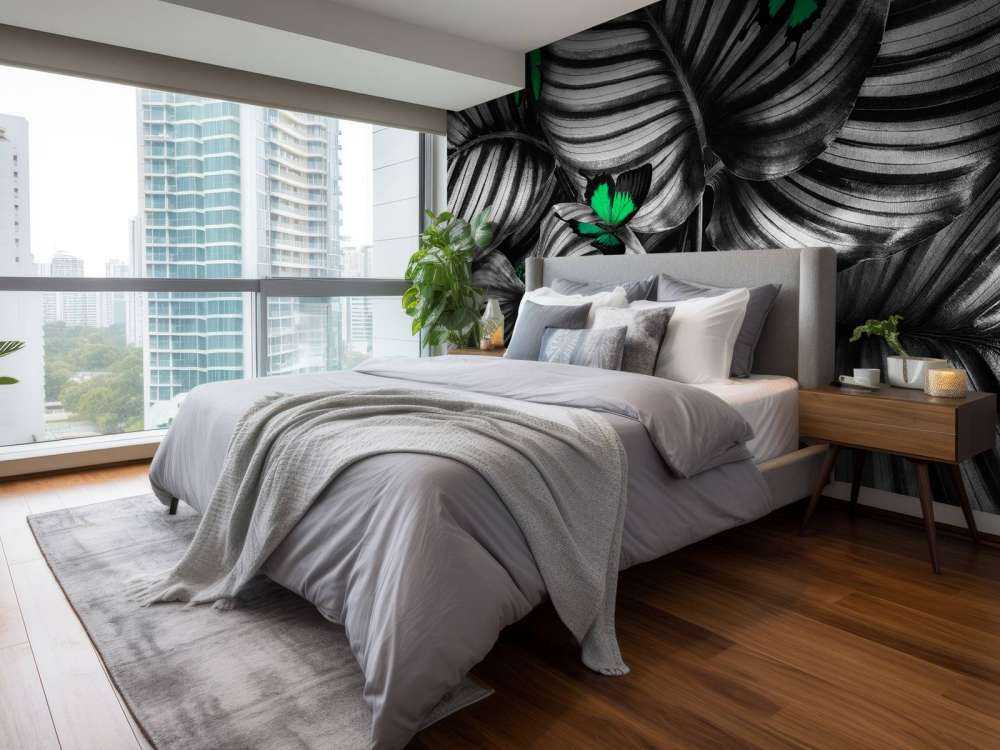 Sommerfugler på stripete blader