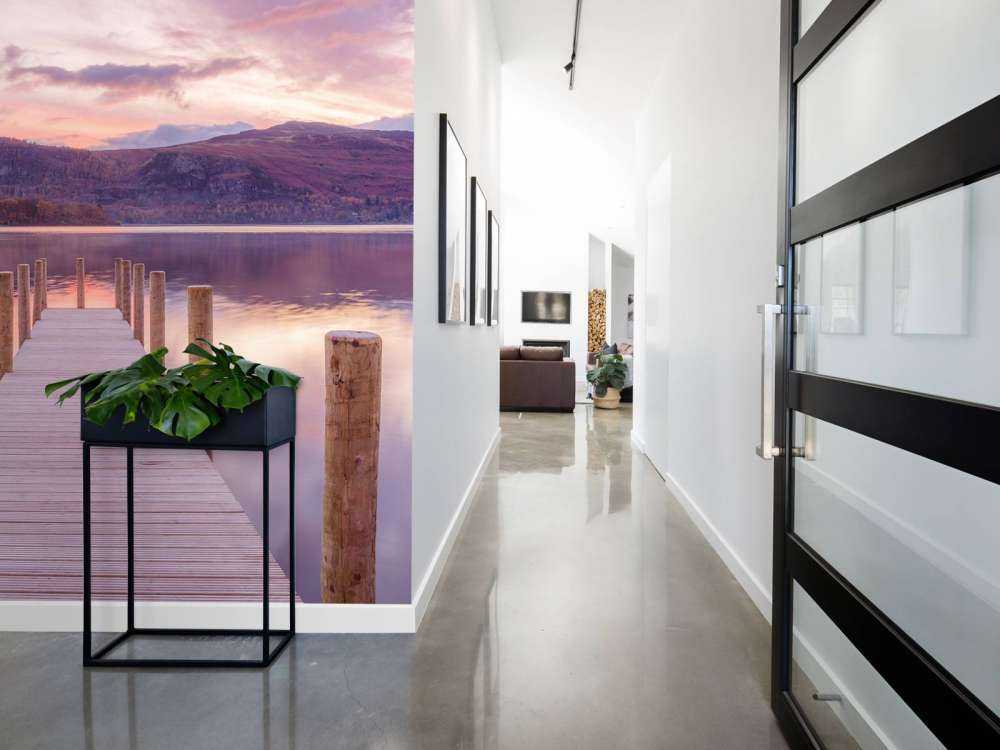 Trebrygge ved solnedgang