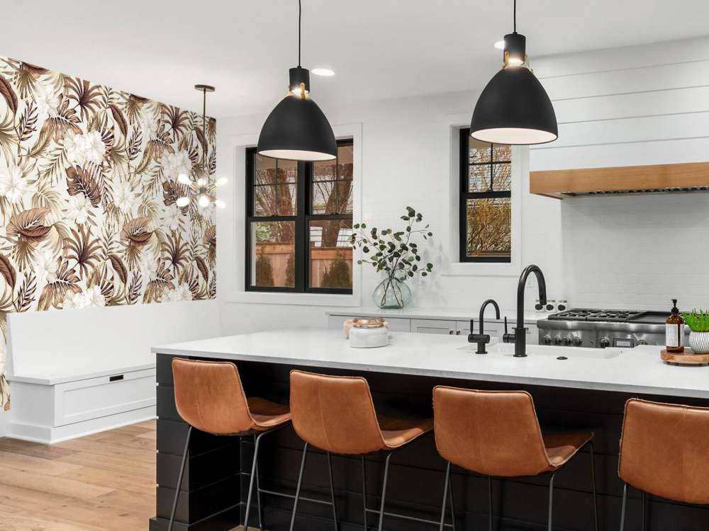 Tropiske blomster, beige