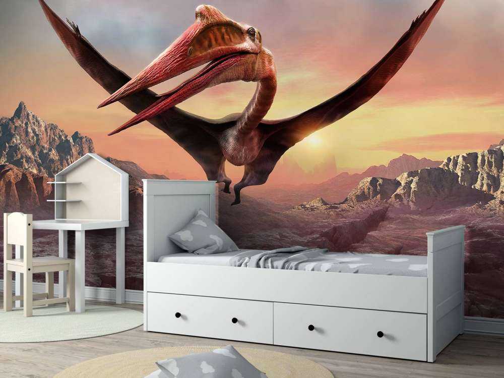 Quetzalcoatlus flyr over fjell