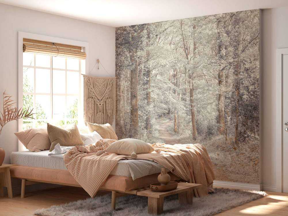 En sti gjennom en grønn skog