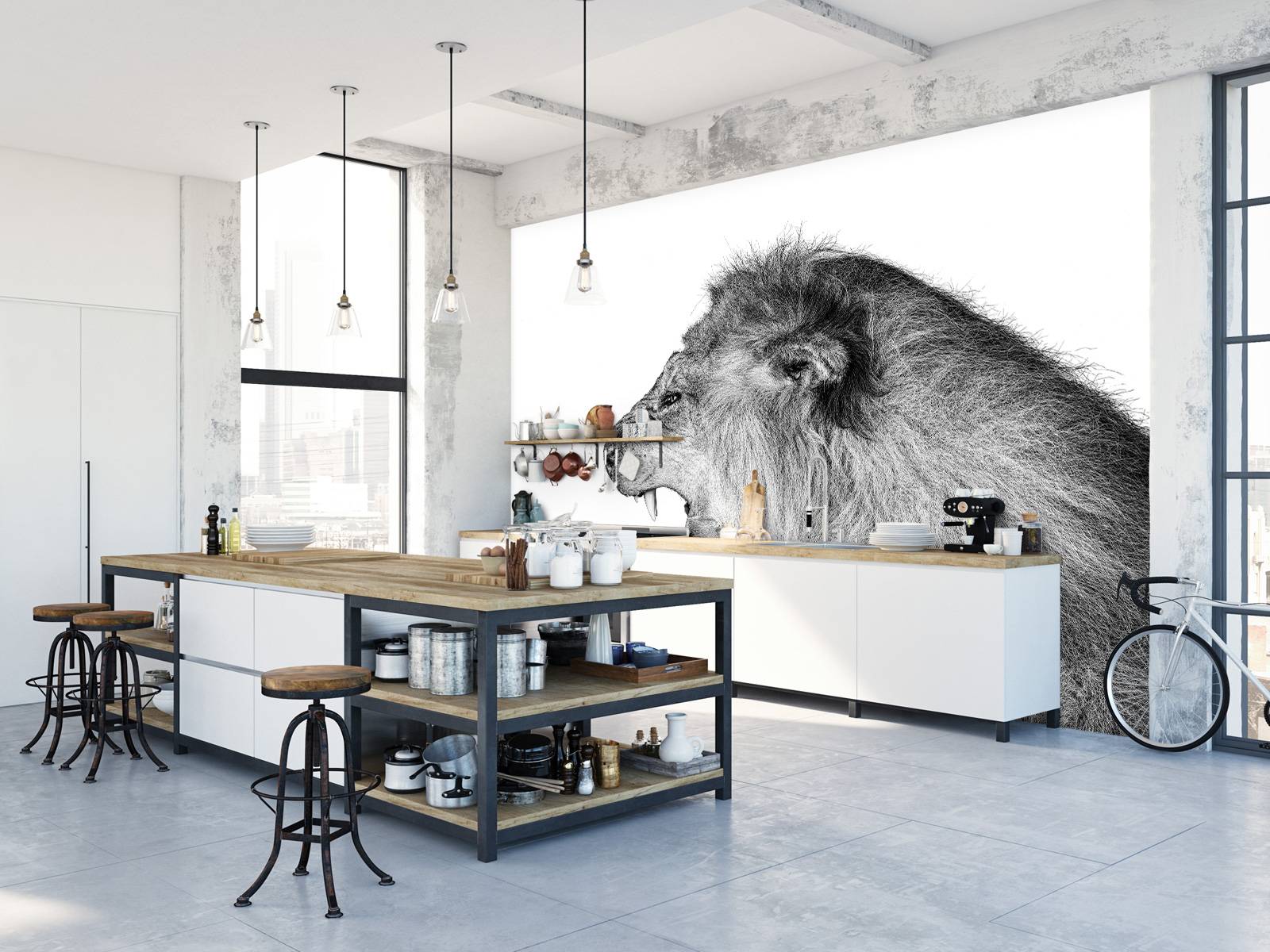 Fototapet - Brølende løve hvit - Tapet.com, image size:1600x1200