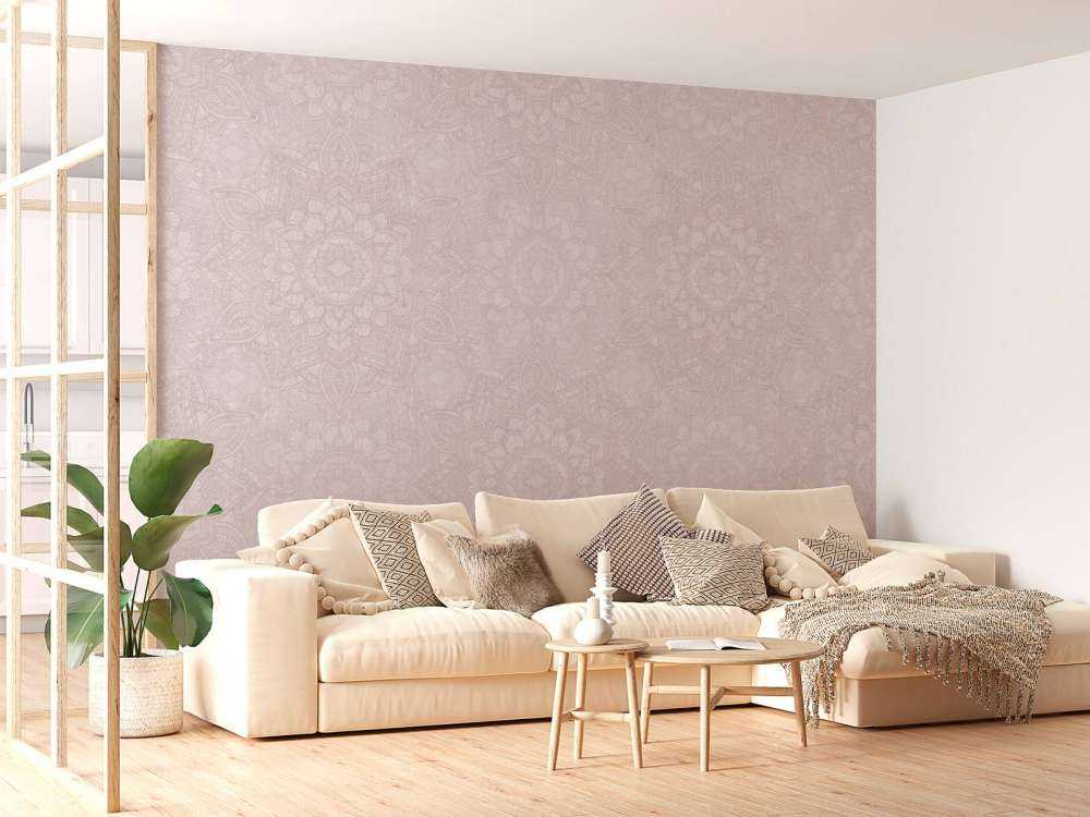Boho Golden Mandala - rødrosa