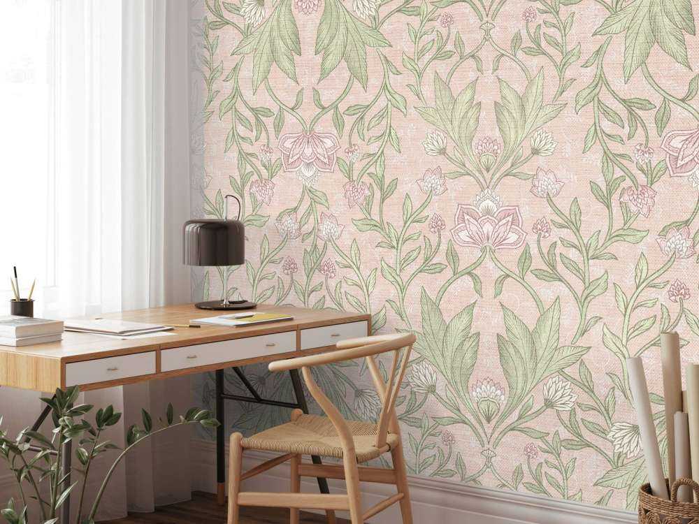 Morris blomsterdamask - pastellrosa