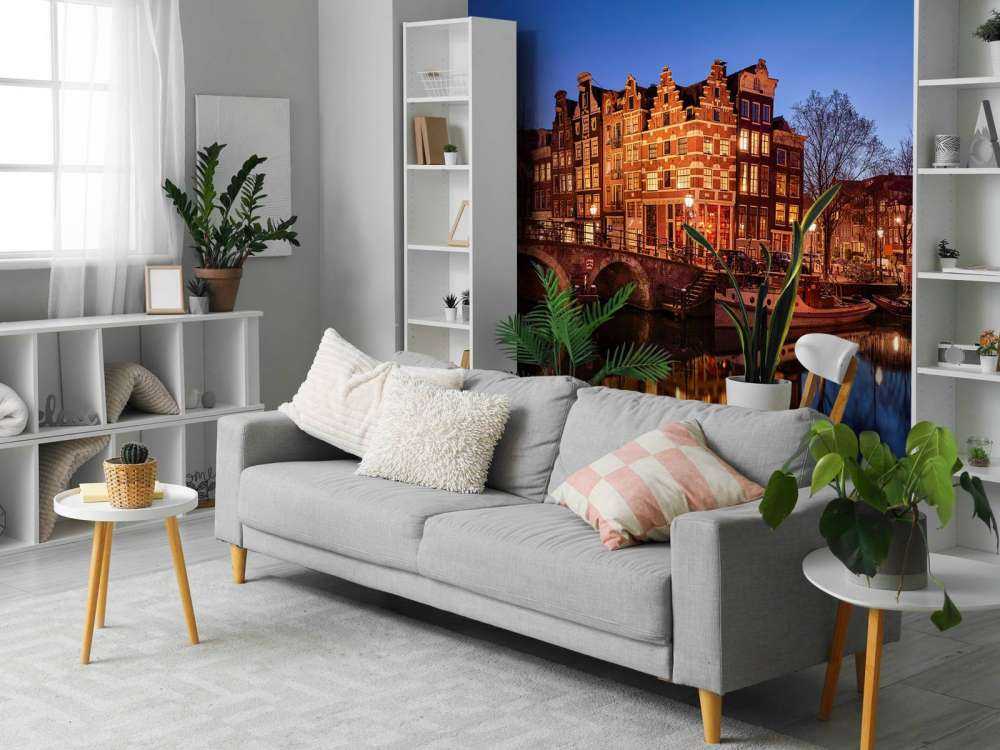 Opplyste hus langs kanalene