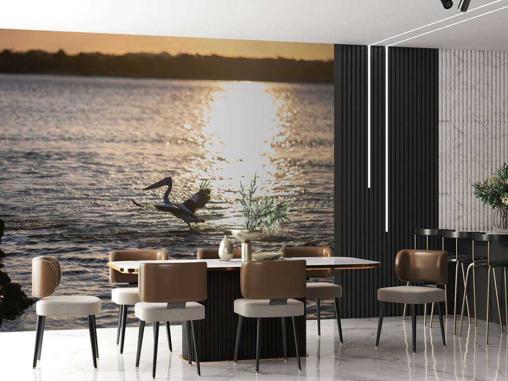 Pelikaner i skumringen