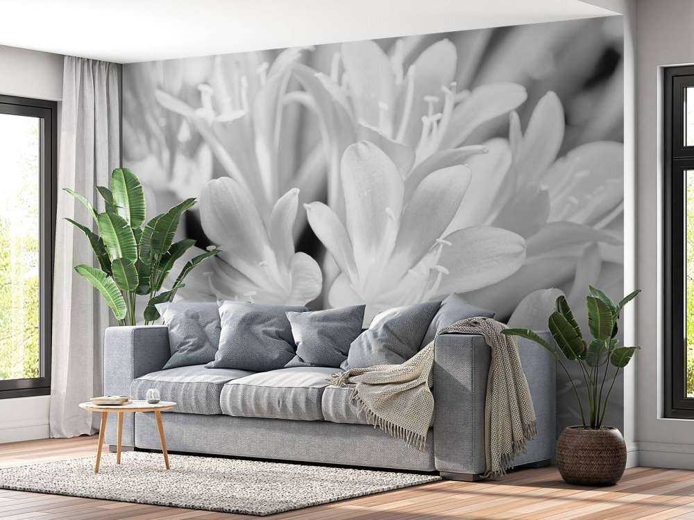 Blomster i blomst, sort og hvid