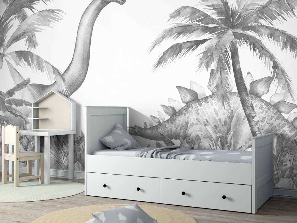 Dinosaurer i sort og hvid