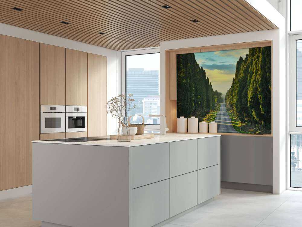 Vej med høje træer