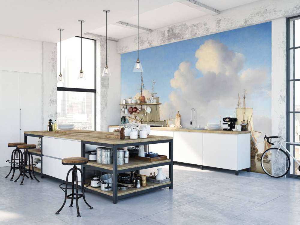 Fototapet Rijksmuseum. Hollandske skibe på et roligt hav.