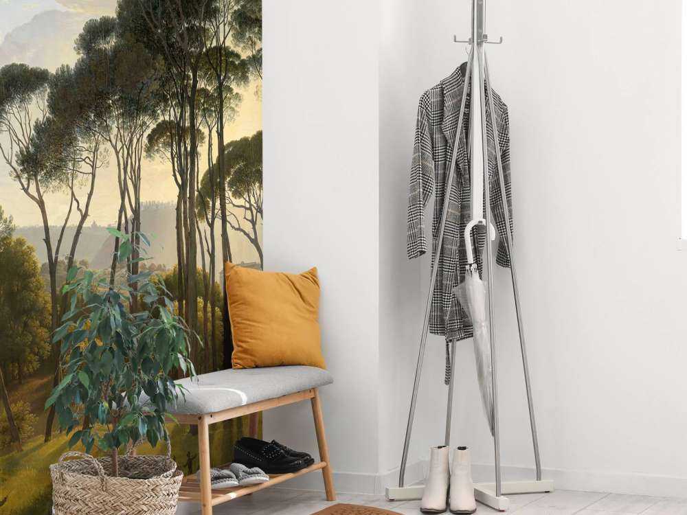 Italiensk landskab med parasol fyrretræer