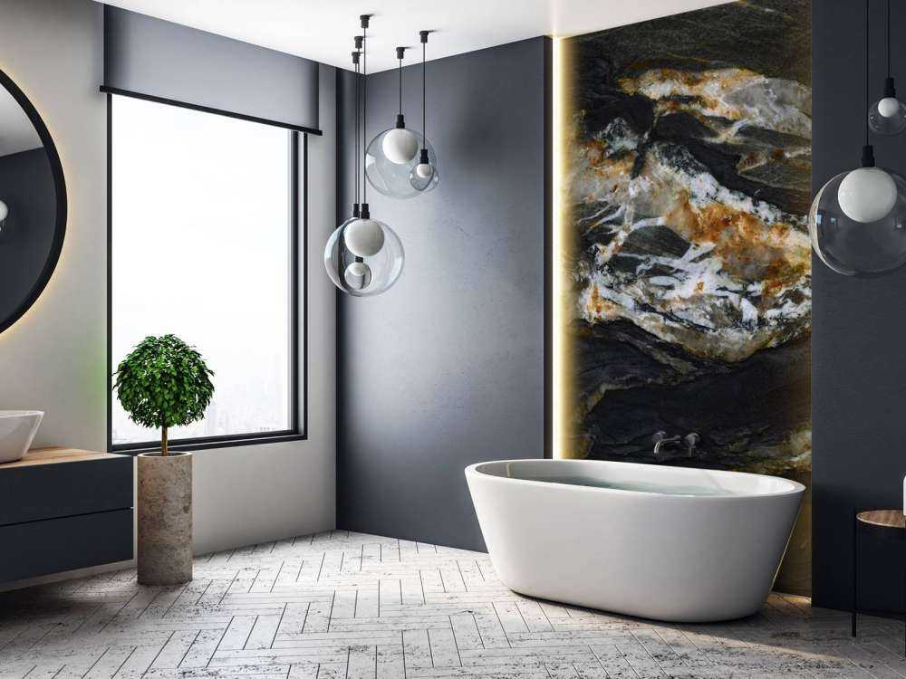 Sort marmor med relief