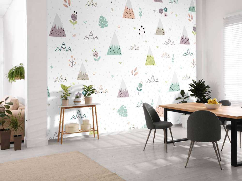 Bjerge, planter og blomster mønster