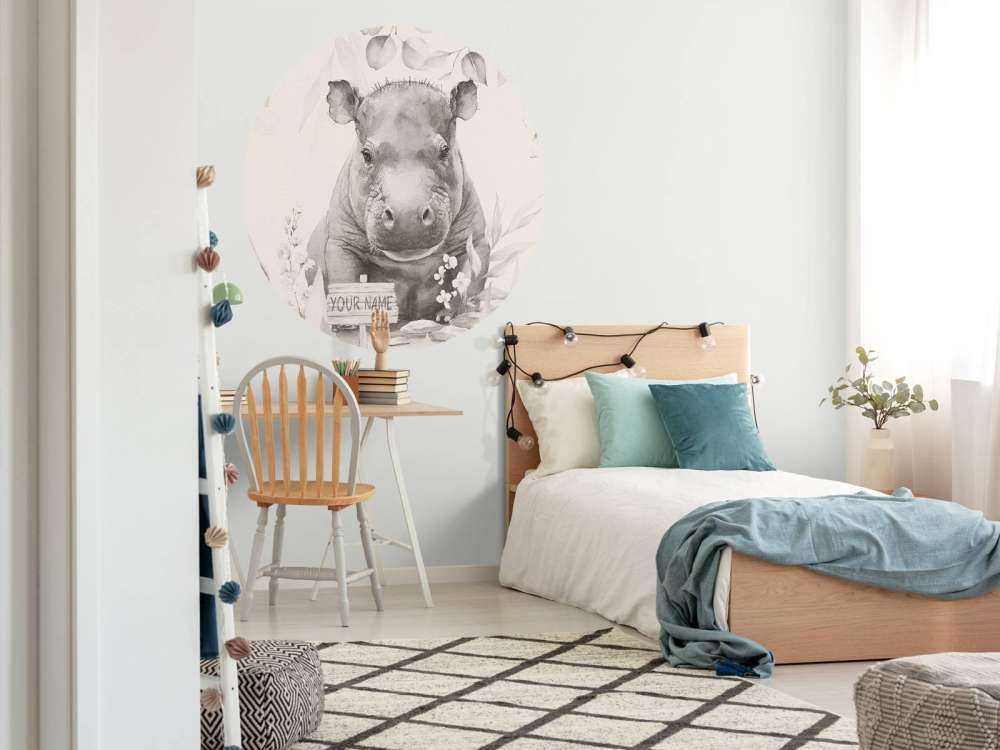 Flodhästbebis i djungeln beige