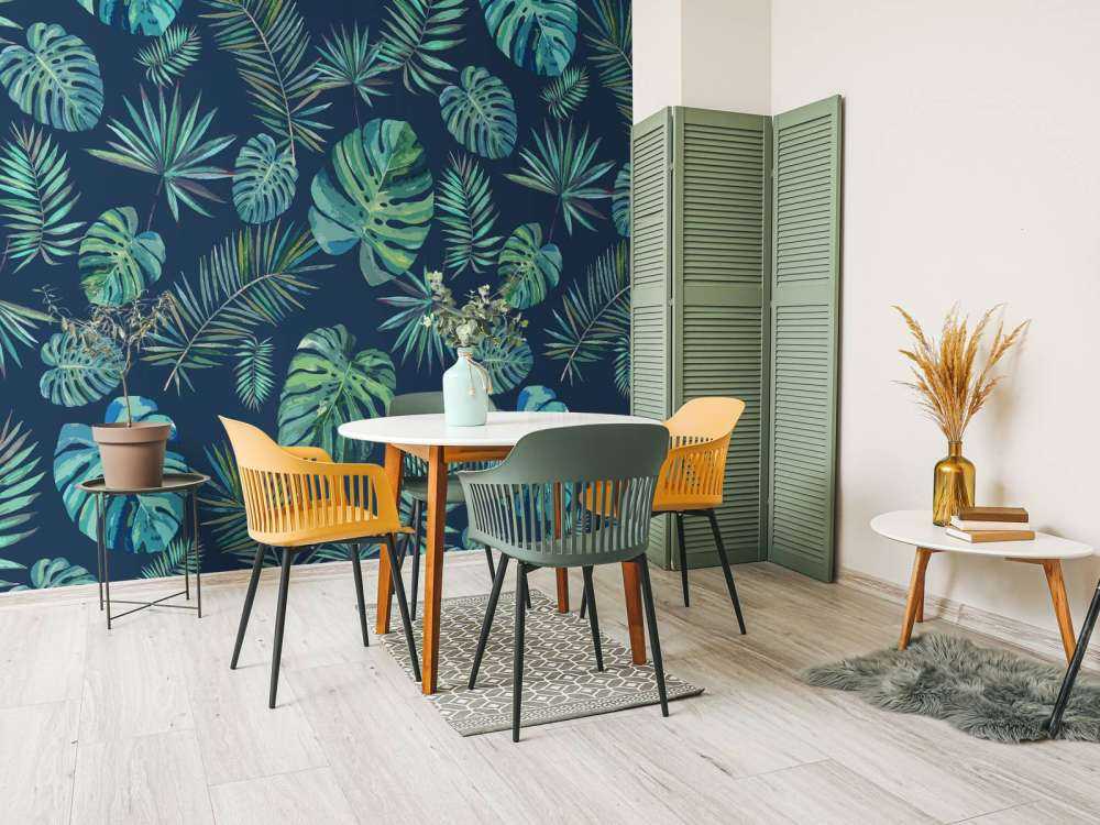 Palmblad och monstera