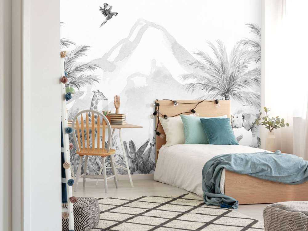 Djungeldjur i svartvitt