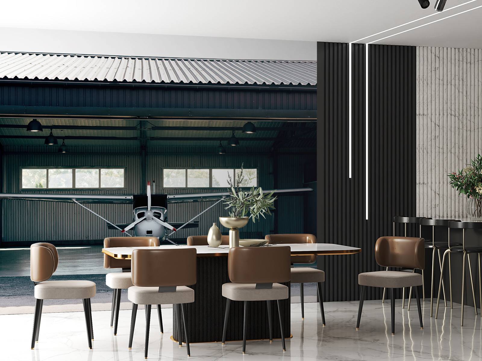 Flygplan i hangar