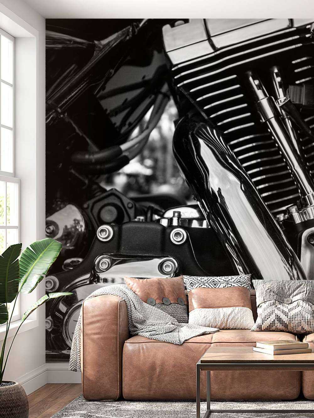 Glänsande motorblock