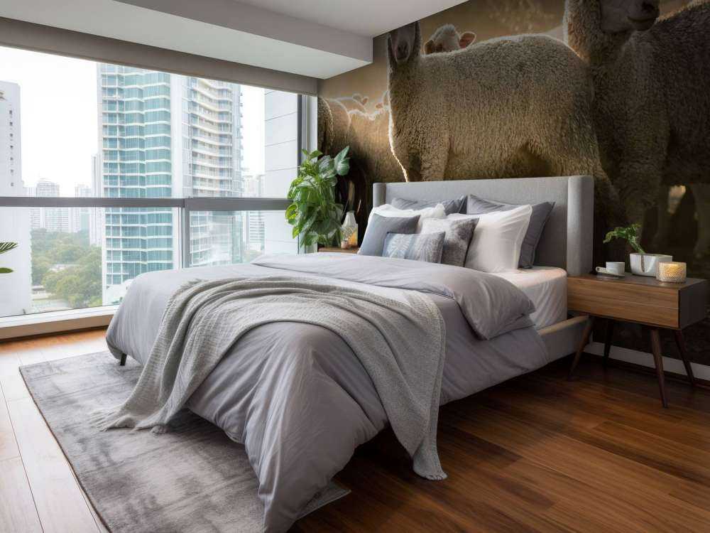 Fårflock med gyllene timme