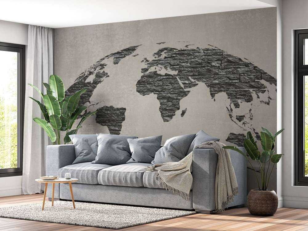 Världskarta mörka stenar