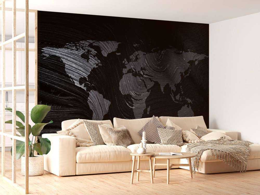 Världskarta på ett palmblad