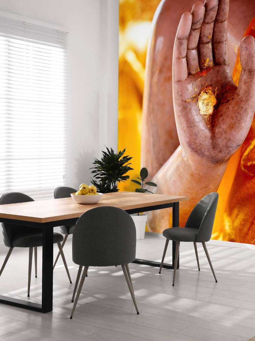 Palm med guldplakett Bangkok tempelkomplex (Thailand)  