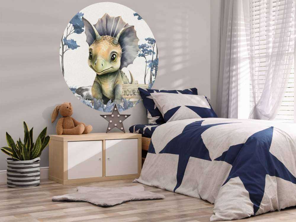 Baby triceratops i den blåa djungeln