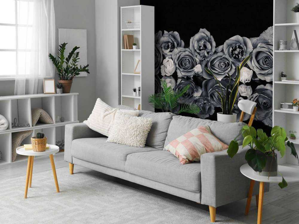 Rosebukett svart-hvitt